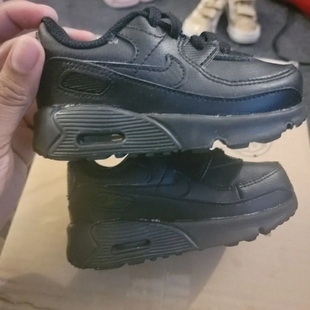 Nike Toddlers Air Max 90 LTR CD686-001 Black Lace Up Sneaker Shoes Size US 7C